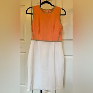 White And Peach, Calvin Klein, Dress, Size 6